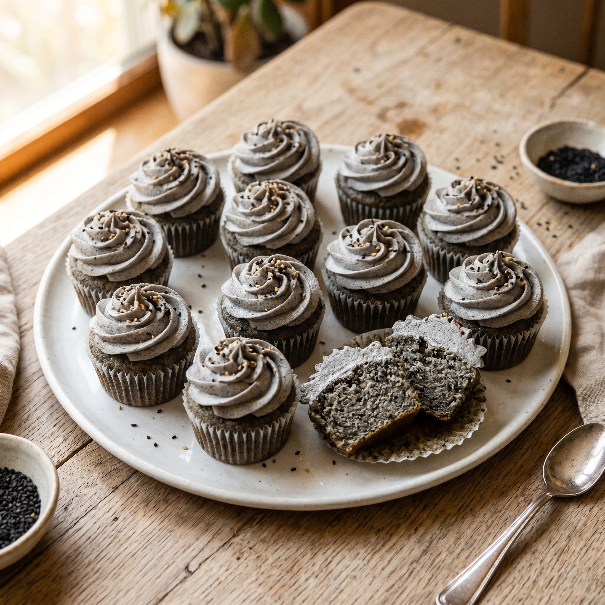 Black Sesame Cupcakes
