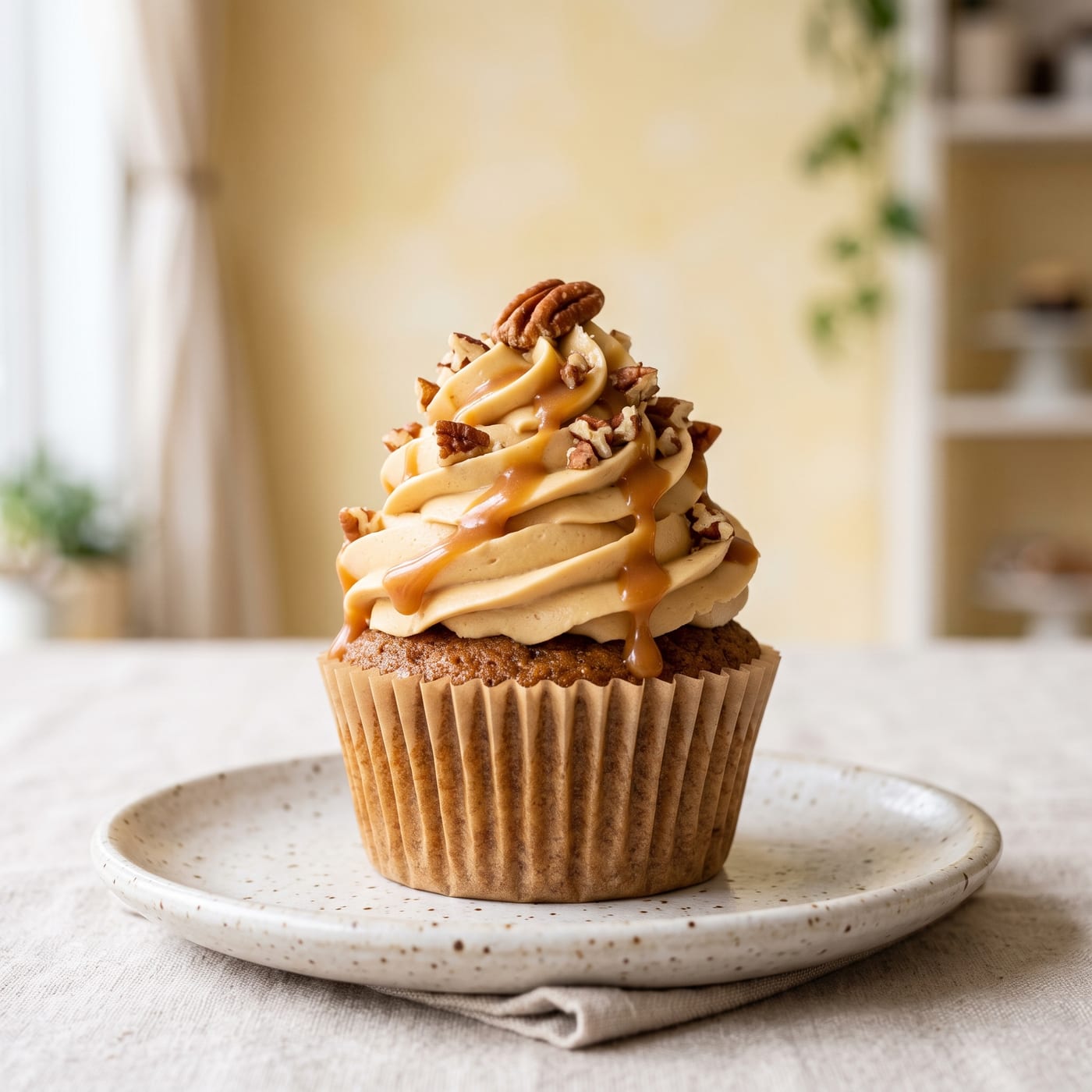 Keto Caramel Pecan Swirl Cupcakes