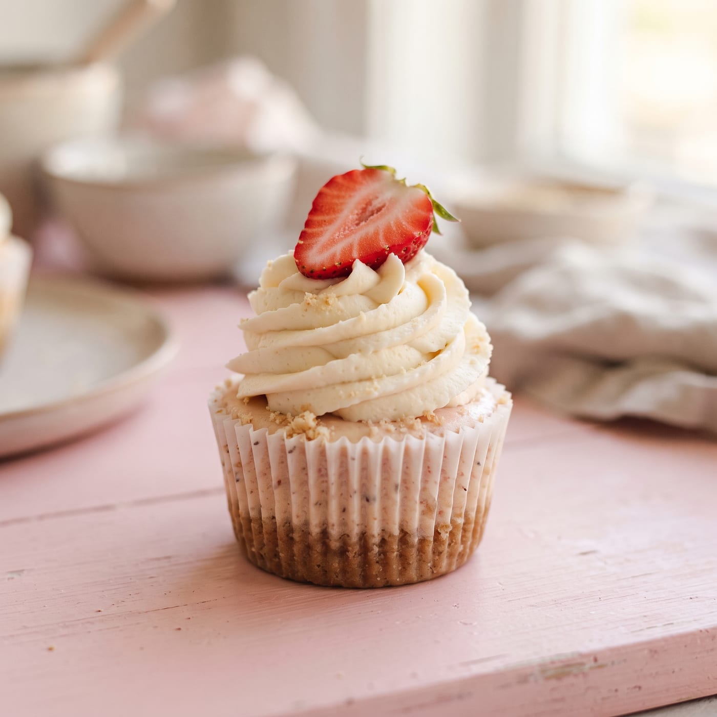 Keto Strawberry Cheesecake Cupcakes