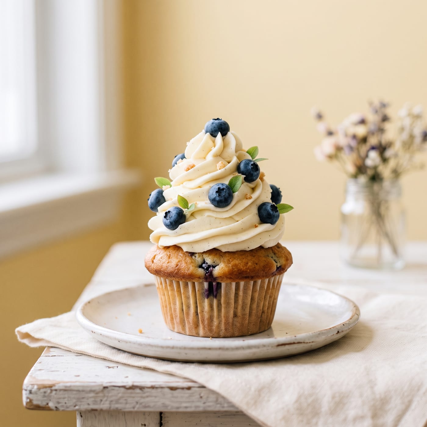 Blueberry Muffin Cupcakes with Vanilla Swirl